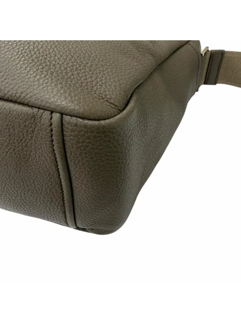 Prada Vitello Daino Leather Triangle Logo Crossbody Shoulder Bag Gray